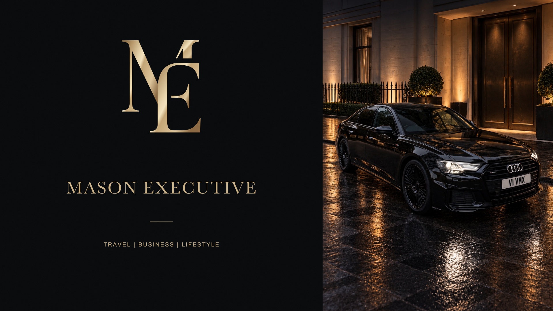 Maison Executive campaign outside a warmly lit hotel at night